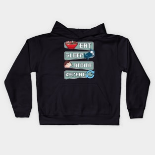 Eat sleep anime repeat Kids Hoodie